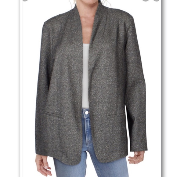 Eileen Fisher Stand Collar Charcoal Organic Cotton Blend Jacket XL - Picture 1 of 14